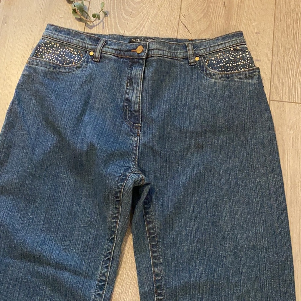 Weill Denim Jeans Rhinestone Pockets 14